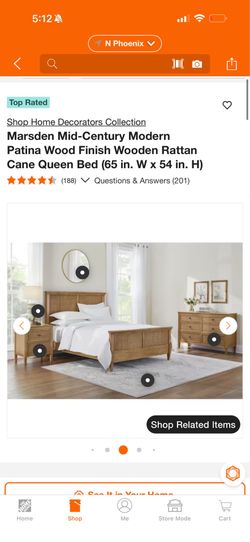 Wooden Rattan Queen Bed Frame