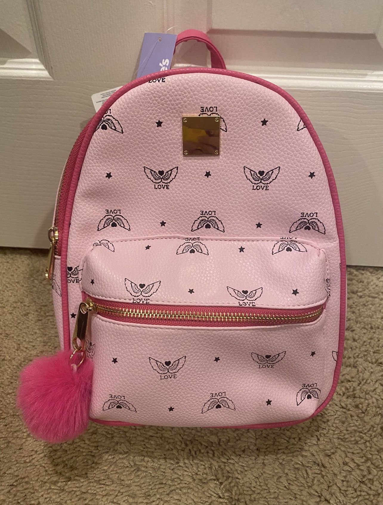 New Girls Kids Backpack Pink Love Back Pack