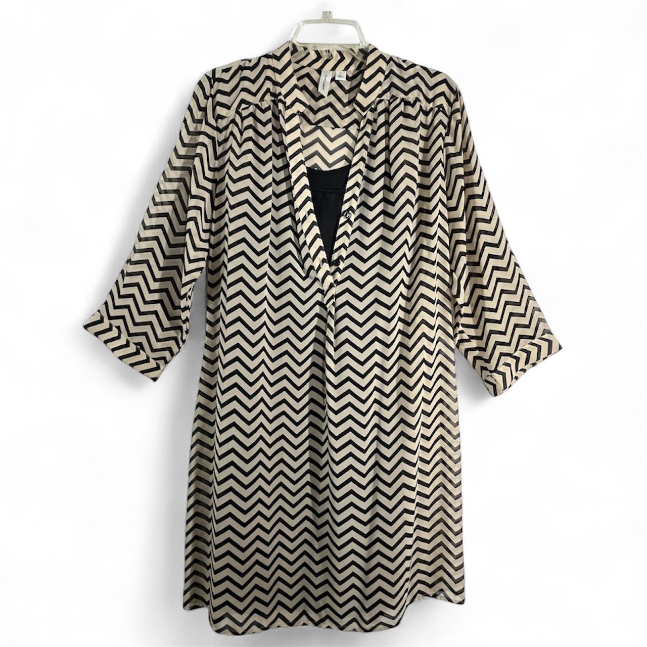 Women’s Slip Dress Black Chevron  Size L