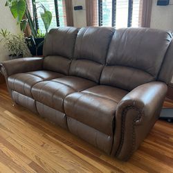 Brown Leather Electric Recliner Couch