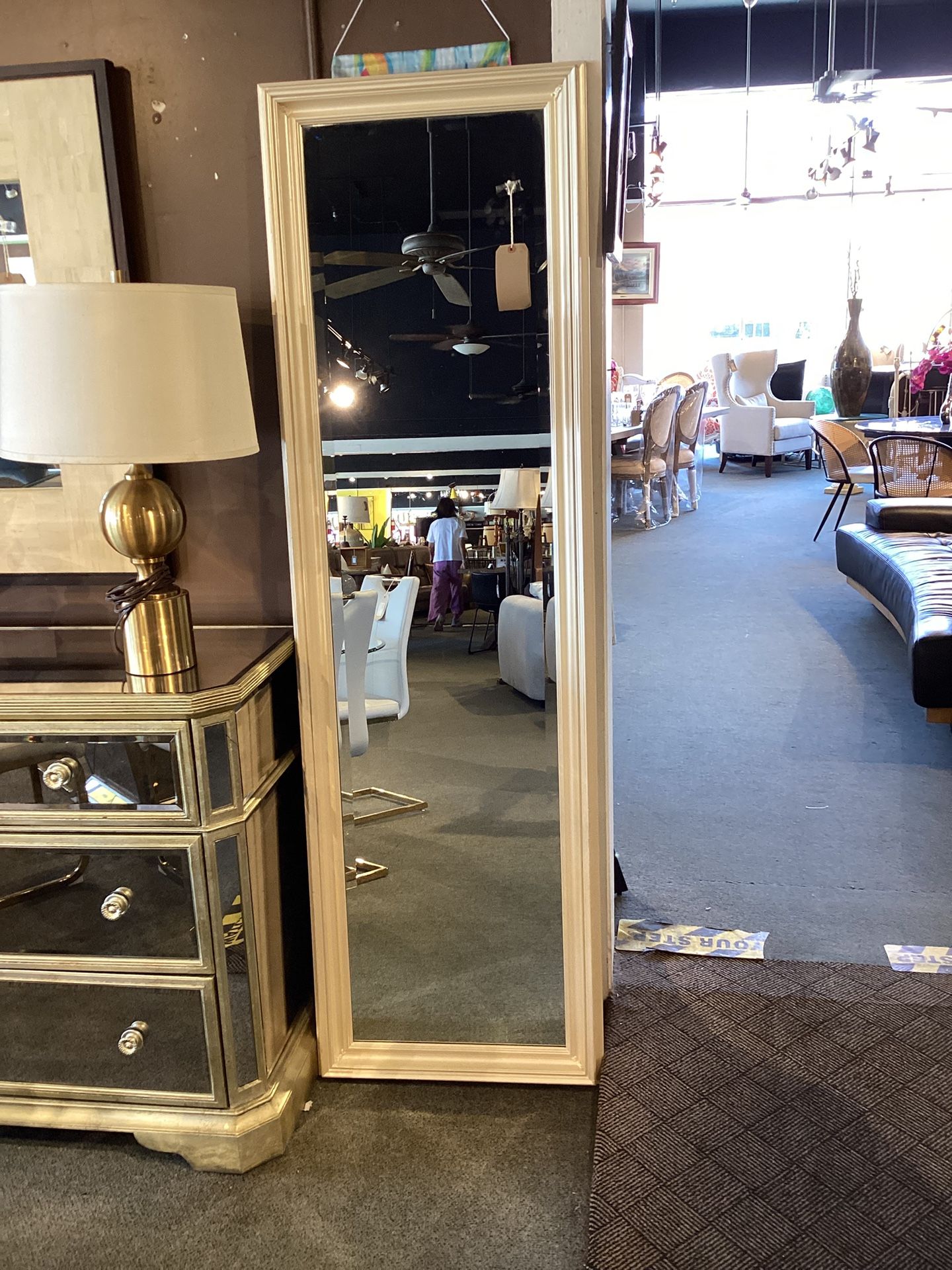 Long Rectangular Mirror W/ White Cream Frame  SKU  JAGVYD