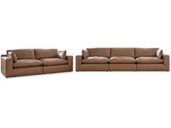 Emilia Caramel Leather 5pc Modular Sectional Living Room Set (Online Special Price)