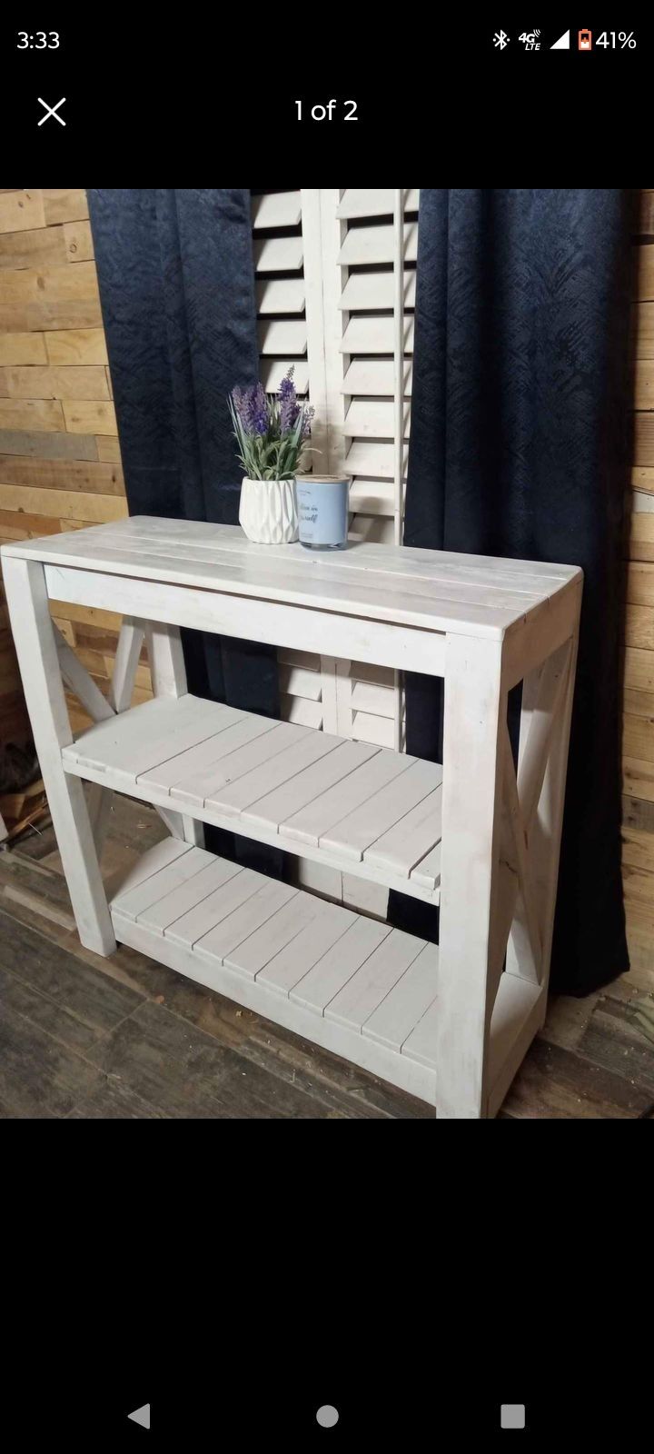 All White Farmhouse Style Entry Table With Third Shelf