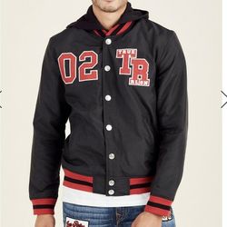 DEADSTOCKED/OUT OF STOCK  TRUE RELIGION VARSITY JACKET W HOOD 