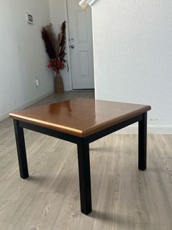 Refinished Square Coffee Table – Copper Bronze & Espresso