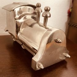 Train Steam Locomotive Art Decor  Cast Metal 10” Wide 