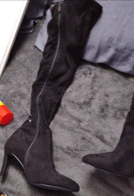 Thigh High Black Women's Heel Boots