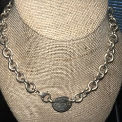 Tiffany & Co Sterling Silver Return to Tiffany Oval Tag Link Necklace 15.5"
