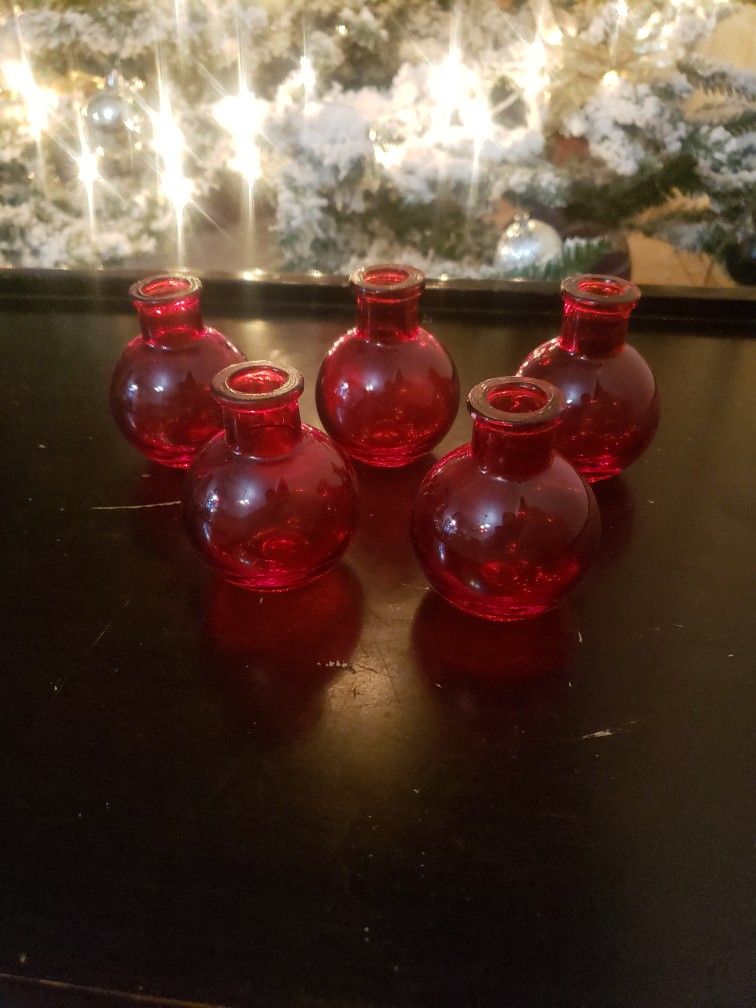 Beautiful 3in. Mini Vases Great For Decor Or Parties. Set Of 5 New