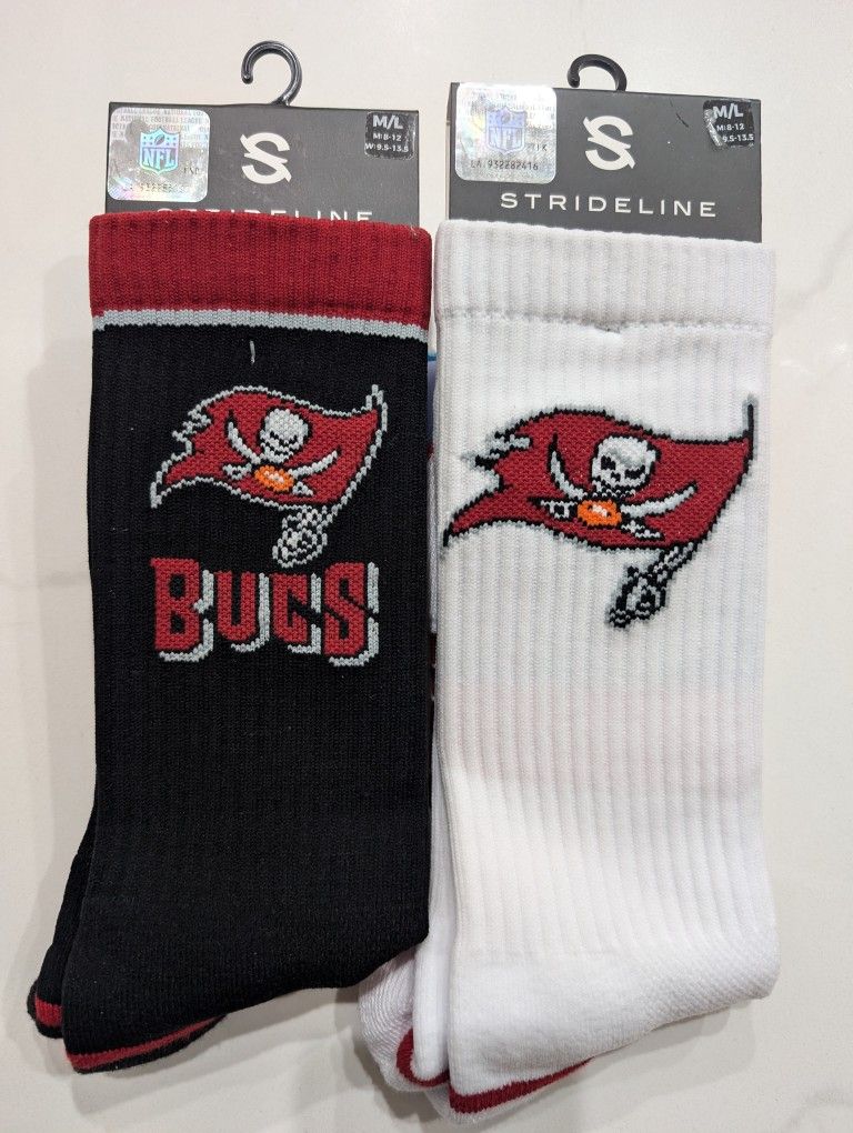 Lot of 2 Tampa Bay Buccaneers NFL Strideline Mens M/L Premium Knit Crew Socks