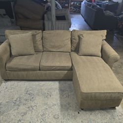 Tan Sectional Sofa with Reversible Chaise