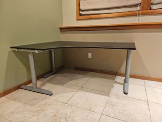 Ikea Galant corner office desk (Black wood & metal)