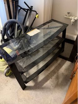 Modern Black Glass 3-Tier TV Stand / Entertainment Center