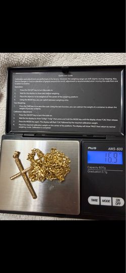 14k gold chain and cross