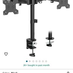 WALI Dual Monitor Desk Mount, Monitor Stand for 2 Monitors Up to 27inch, Dual Monitor Mount Max 22lbs for Home, Office, School (M002), Black