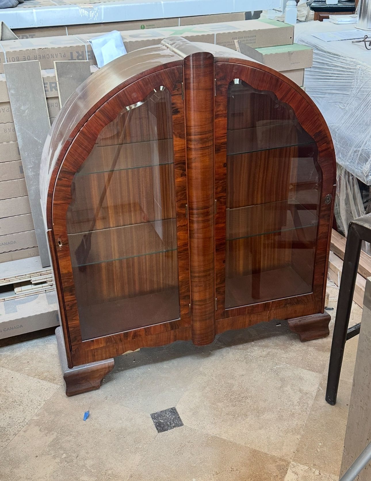 Walnut Liquor/curio Cabinet 43” Wide 48” Tall