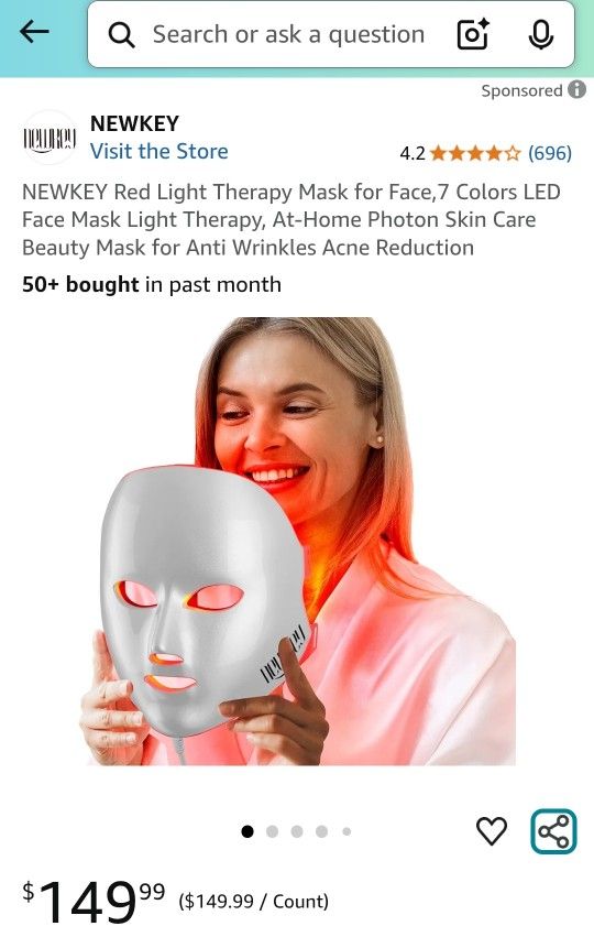 NEWKEY Red Light Therapy Mask for Face,7 Colors LED Face Mask Light Therapy, At-Home Photon Skin Care Beauty Mask for Anti Wrinkles Acne Reduction