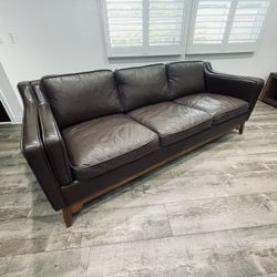 ARTICLE Real Genuine Leather Couch, Brown, (90" x 35" x 24"). In Great Used Condition.  Just Cleaned & Conditioned.