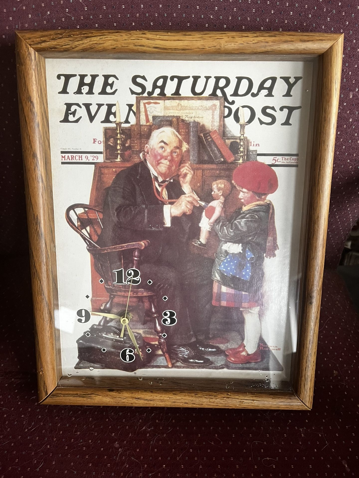 Norman Rockwell doctor Endo print roll clock company made in USA