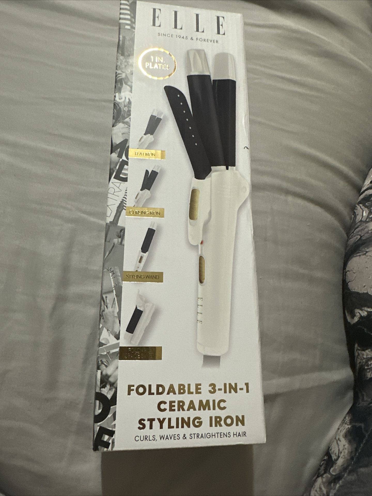 Elle Foldable 3 In 1 Ceramic Styling Iron 1” Plates Curls,waves,&straightens NEW