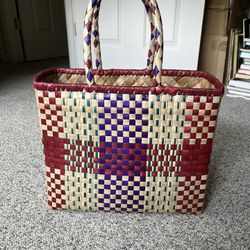 Handmade Woven Checkerboard Tote