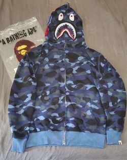 BAPE Camo Shark Full Zip Hoodie (Blue)