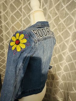 Kids Girl Spirit Blue Jean Jacket Size 7 Rodriguez Last Name