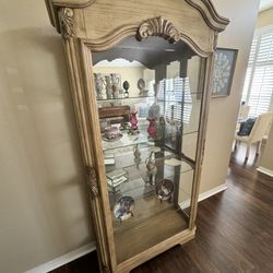 Wooden Curio With Glass Shelves 