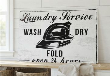 Vintage Style Metal Laundry Sign – 13" x 9" Wall Decor ($6)