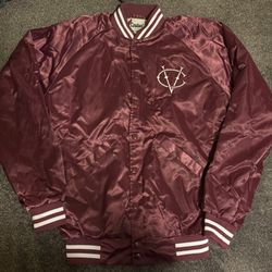 Cardinal VIDCON 9 2018 Creator Embroidered Burgundy Satin Bomber Jacket Mens S