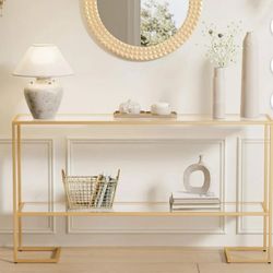 Modern 2-Tier Glass Console Table – Minimalist Entryway / Sofa Table 