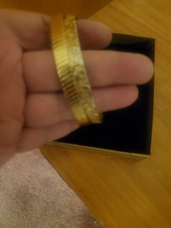 2 New Pretty Gold Plated Bangle Bracelets Both For $20 Comes With Box 📦 