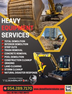 Heavy Equipment Excavator Demolition Garbage Removal 