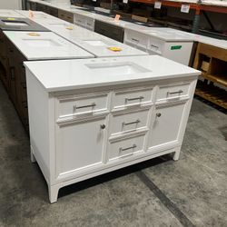 49” Solid Wood Bathroom Vanity Cabinet with Stone Countertop (Open Box)