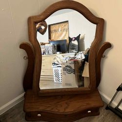 Antique Vanity Mirror With Storage