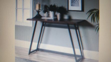 Manor Park Rustic Wood and Metal Console Table, Dark Walnut