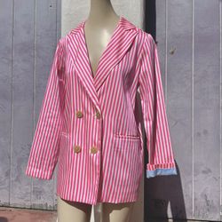 SCOTCH & SODA Women’s Pink & White Striped Blazer | XS