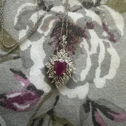 14k White Gold Ruby Pendant Only 