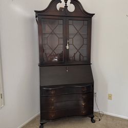 Mahogany Ball and Claw Feet Tall Secretary Desk