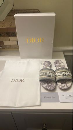 Grey Christian Dior slides size 6