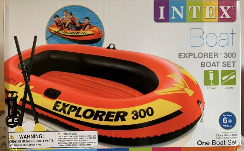 INTEX Explorer 300 boat set with pump and 2 oars