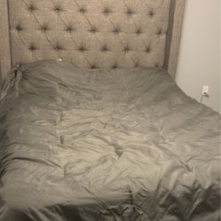 Luxury Gray Bed, Box Spring, & Mattress