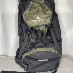 Teton Sports Scout 3400 Hiking Backpack Black Green 55L Backcountry Camping