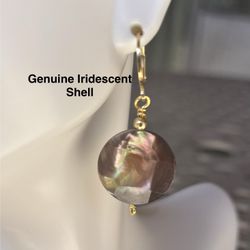 Genuine Iridescent Shell  Handmade Earrings
