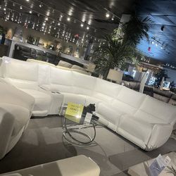 6PC Leather Power Sectional Reclining 