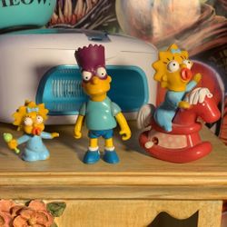 RARE The Simpsons 1990 Vintage Mini Figures. Bart and Maggie Simpson