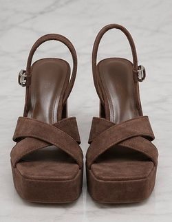 Brown Suede Platform Block Heel