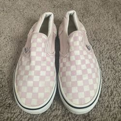 Pink Vans off the wall Chekered low top slip on sneakers size 3 US
