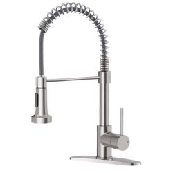 OWOFAN Kitchen Faucet with Pull Down Sprayer Brushed Nickel Stainless Steel 1 Handle Pull Out Spring Sink Faucets 1 Hole Or 3 Hole Dual Function for F