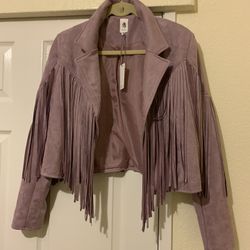 🎼🤠💜Cowboy Carter ready☂️Fringed/Crop Lavender (NEW) Jacket🎼🎤🎧💜